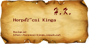 Horpácsi Kinga névjegykártya